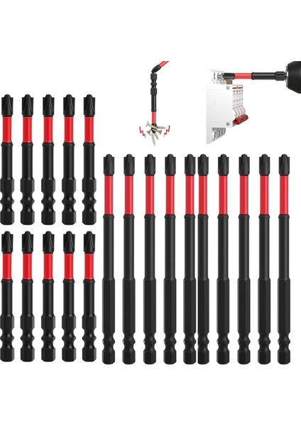 20 Parça Fph2 Darbeli Tornavida Ucu Seti - 65 mm ve 110 mm Yivli Başlıklar (Yurt Dışından) fiyatları
