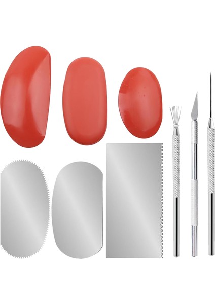 Kazıyıcı Kesici + 3 Boyutta Seramik Kili Kaburga + 3 Kil Detaylandırma Aleti (Yurt Dışından)