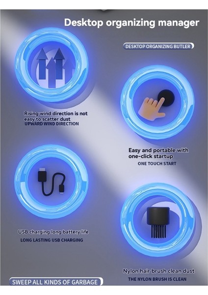 Masaüstü Temizleyici Elektrikli Süpürge Ev Ofis Masa Süpürgesi Mini Elektrikli Süpürge USB Şarj Edilebilir Kablosuz Temizleyici A (Yurt Dışından) indirimleri