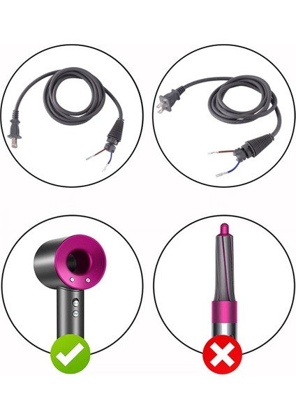 Dyson Saç Kurutma Makinesi Evrensel Aksesuarları HD01/02/03/04/07/08/15 2,7 M Güç Kablosu Abd Fişi (Yurt Dışından) indirimleri