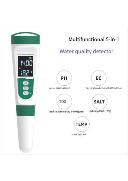 5'i 1 Arada Tds Ölçer Ph Test Cihazı Ph/tds/ec/tuz/sıcaklık Test Cihazı (Yurt Dışından) modelleri