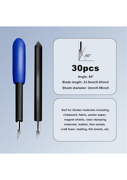 Air/air 2/maker Için 30 Adet 60 Derece Tungsten Çelik Harf Bıçağı (Yurt Dışından) modelleri