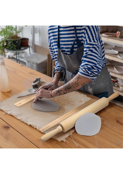 Çömlek Aletleri 1 Oklava 1 Çömlek Takoz Tahtası/keten Masa Örtüsü (Yurt Dışından) fırsatları