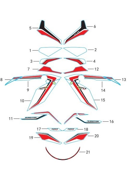 SRK400RR Arka Kuyruk Stıcker Siyah/kırmızı Sağ