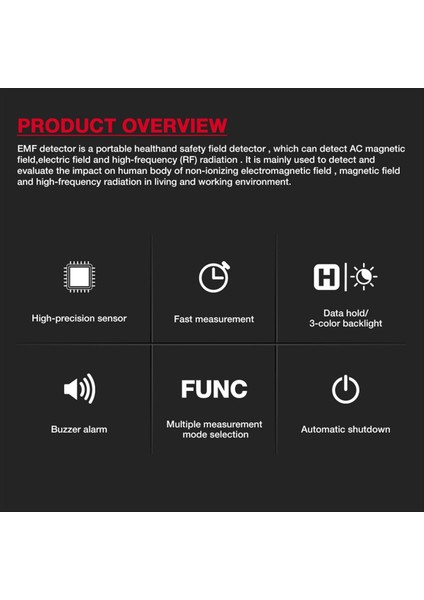 Habotest HT627 Emf Ölçer Elektromanyetik Alan Radyasyon Dedektörü (Yurt Dışından) modelleri