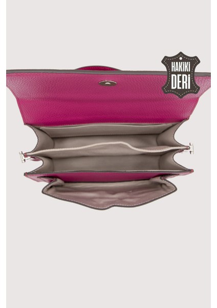 Hakiki Deri Kadın El Çantası Fuşya SMR9022 modelleri