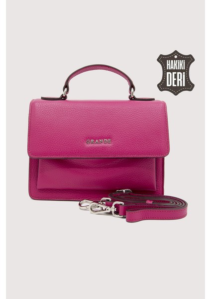 Hakiki Deri Kadın El Çantası Fuşya SMR9022