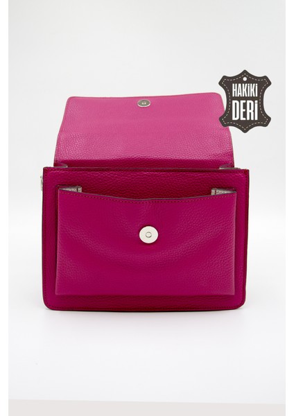 Hakiki Deri Kadın El Çantası Fuşya SMR9022