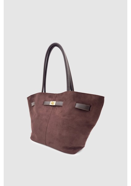 Ferny Kemer, Toka ve Dikiş Detaylı Süet Kol ve Omuz Çantası Acı Kahve modelleri