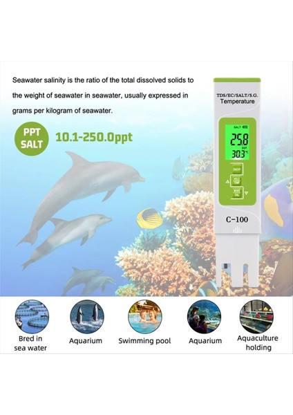 Tds/ec/tuzluluk/sg/sıcaklık Tuz Ölçer Su Kalitesi Test Cihazı (Yurt Dışından) fırsatları