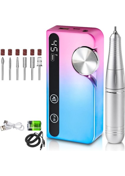 Profesyonel 45000RPM Elektrikli Taşınabilir Tırnak Matkabı Şarj Edilebilir Düşük Gürültülü Tırnak Zımparası Dosyası Çok Renkli (Yurt Dışından)