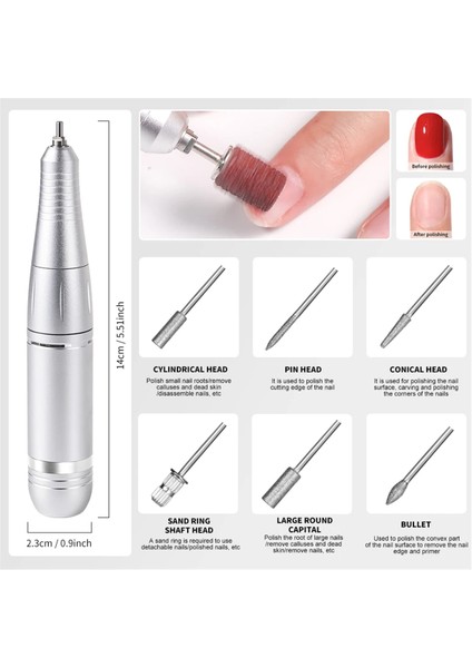 Profesyonel 45000RPM Elektrikli Taşınabilir Tırnak Matkabı Şarj Edilebilir Düşük Gürültülü Tırnak Zımparası Dosyası Çok Renkli (Yurt Dışından) modelleri