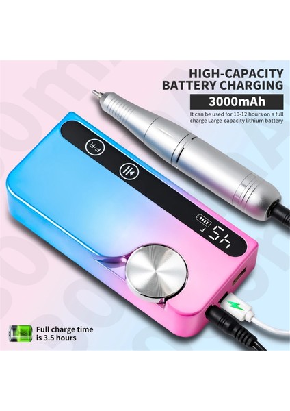 Profesyonel 45000RPM Elektrikli Taşınabilir Tırnak Matkabı Şarj Edilebilir Düşük Gürültülü Tırnak Zımparası Dosyası Çok Renkli (Yurt Dışından) indirimleri