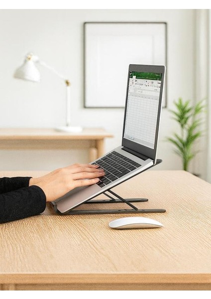 Metal Tasarım Tablet ve Laptop Standı Ayarlanabilir Yükseklik, Kaymaz Taban, Gri modelleri