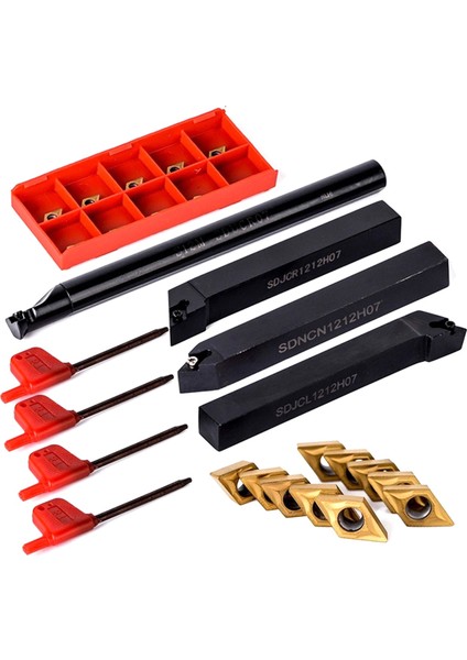 Torna Tezgahı Takım Tutucu Delme Çubuğu Dcmt + 10 Adet 0702 Karbür Uç (Yurt Dışından)