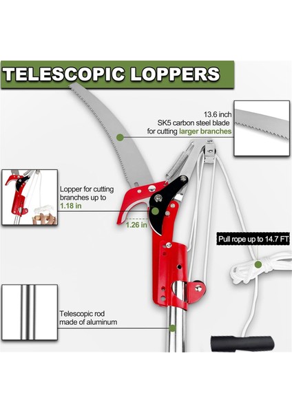 Ağaç Budama Için 13 Ft'lik Uzun Saplı Testereler, Uzatılabilir Ağaç Budayıcı (Yurt Dışından) fırsatları