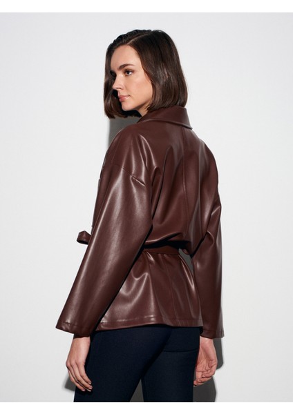 50533 Kemerli Suni Deri Ceket-Açık Kahve fiyatları