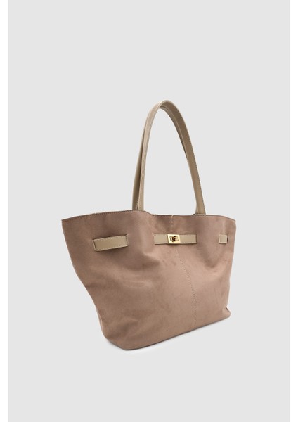 Ferny Kemer, Toka ve Dikiş Detaylı Süet Kol ve Omuz Çantası Vizon fiyatları