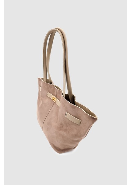 Ferny Kemer, Toka ve Dikiş Detaylı Süet Kol ve Omuz Çantası Vizon fırsatları