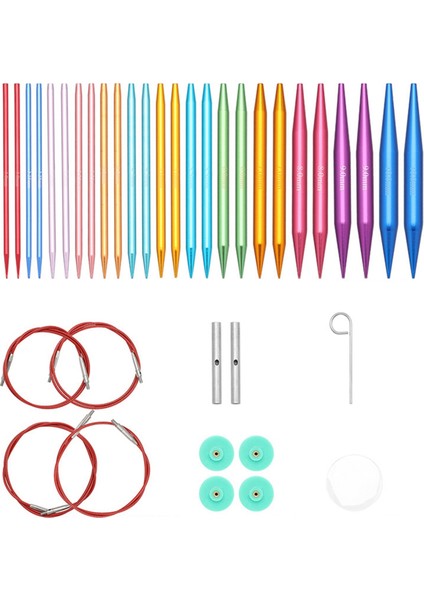 13 Çift Değiştirilebilir Dairesel Örgü Şişleri Seti, 3.0mm-10.0mm (Yurt Dışından)