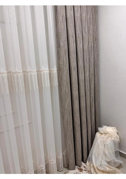 Nivemeshome 2571 V -117 Reina Gold 1/3 Pileli Bambu Tül Perde modelleri