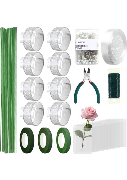 Bant ve Tel ile 206 Parçalı Çiçek Düzenleme Alet Seti (Yurt Dışından)