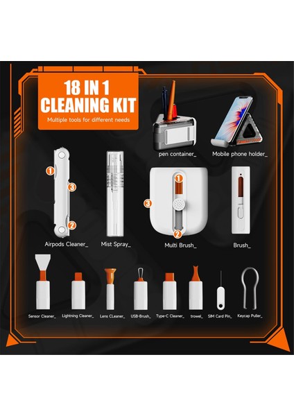 24'ü 1 Arada Kulaklık Temizleme Kalemi Ekran Temizleme Aracı Bilgisayar Klavyesi (Yurt Dışından) fırsatları