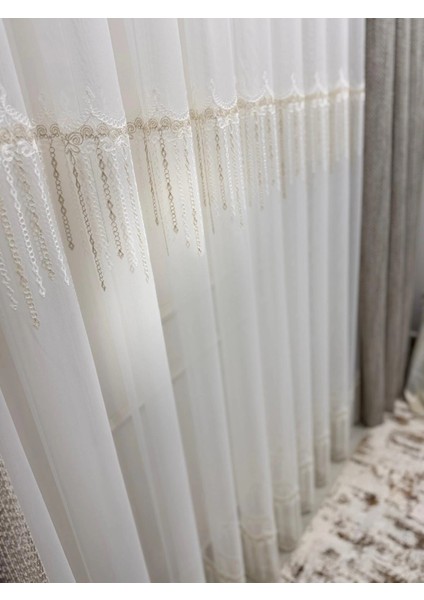 Nivemeshome 2571 V -117 Reina Gold 1/3 Pileli Bambu Tül Perde indirimleri