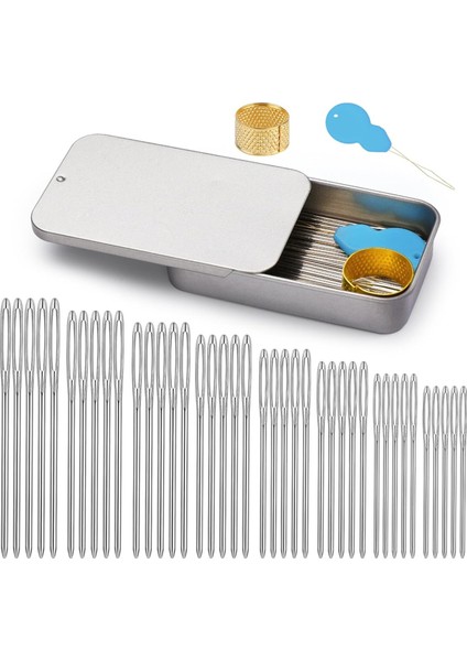 40 Adet Büyük Gözlü Künt Iğne, Goblen Iğnesi - Iplik Geçirici Yüksüklü (Yurt Dışından)