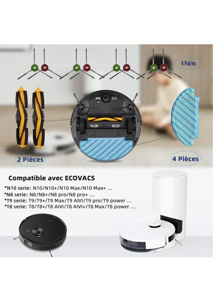 Ecovacs Deebot N10+/N10 Plus, Ozmo N8+/n8 Pro+ Aksesuar Kiti, T8+/t8 Aıvı+/t9+ Aksesuar Setleri Için Yedek Parçalar (Yurt Dışından) indirimleri