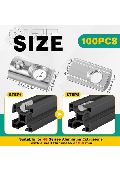 4040 Serisi M8 T Somunlar Yaylı Yarım Rulo Avrupa Standardı T Somunu (Yurt Dışından) fiyatları
