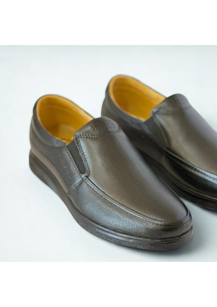 Erkek Hakiki Deri Ultra Rahat Ortapedik Kauçuk Taban Günlük Siyah Ultra Rahat Günlük Siyah Ayakkabı fırsatları