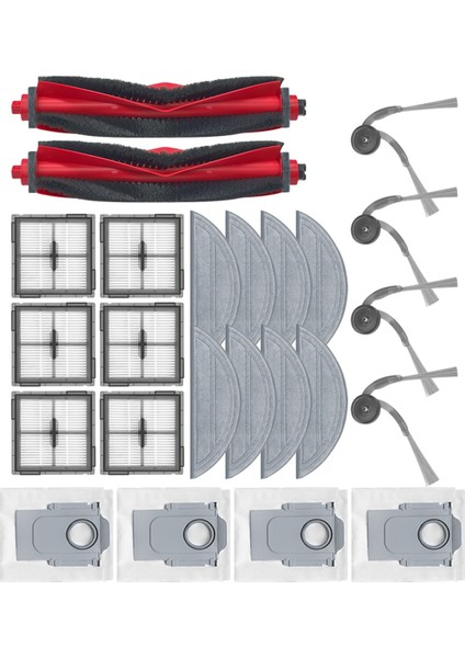 Roborock Q10 S5/Q10 S5+/Q10 X5/Q10 X5+/Q10 VF/Q10 Vf+ Yedek Parçalar Ana Yan Fırça Filtre Paspas Bezi Toz Torbası Için 24 Adet (Yurt Dışından) fırsatları