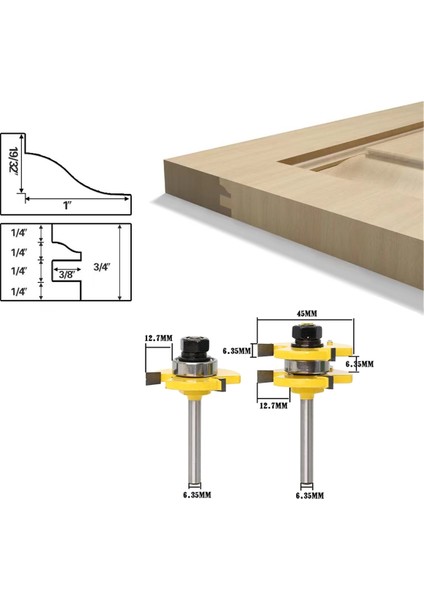 Adet 1/4 Inç Şaft Kesici 3 Dişli Dil ve Yiv Bağlantısı Montajı (Yurt Dışından) modelleri
