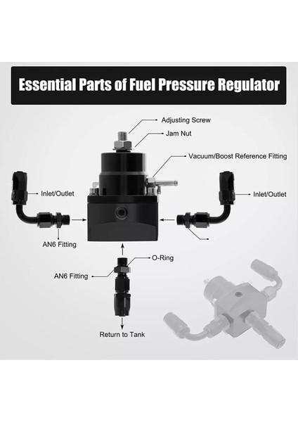 Ayarlanabilir Yakıt Basınç Regülatörü Kiti Yağ 0-100PSI Göstergesi -6AN Siyah (Yurt Dışından) modelleri