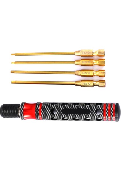 Altıgen Tornavida Seti 1,5, 2,0, 2,5, 3,0 mm Hızlı Değiştirilebilir Altıgen Anahtar, Kırmızı (Yurt Dışından)