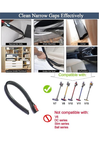 Dyson V7 V8 V10 V11 V15 Için Vakum Aparatları, Kurutma Makinesi Havalandırması, Araba ve Köşeler Için Esnek Dar Alan Aracı ve Toz Fırçası Içerir. (Yurt Dışından) fiyatları