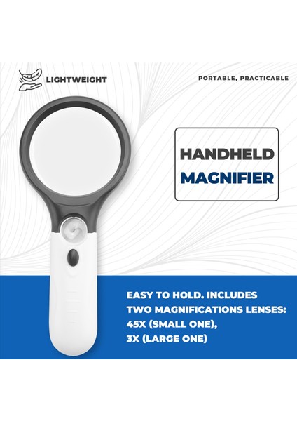 3 LED Işıklı 45X Elde Taşınabilir Okuma Büyüteci Mercek Takı Büyüteci (Yurt Dışından) fırsatları