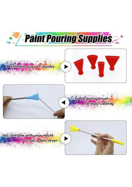 Akrilik Boya Dökme Malzemeleri Için 4 Adet Pipet Üfleme Nozulu Seti, B (Yurt Dışından) modelleri