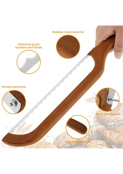 Ahşap Saplı Tırtıklı Ekmek Yay Kesici, Ekşi Maya Dilimleyici (Yurt Dışından) indirimleri