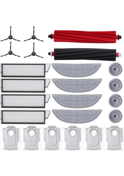 Roborock S8 Max/maxv Ultra Robot Süpürge Için 24 Parça Aksesuar Seti Ana Yan Fırçalar Filtreler Paspaslar Toz Torbaları Kenar Paspası (Yurt Dışından)