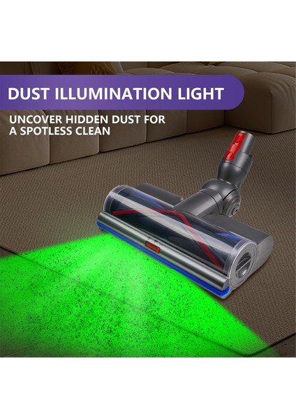 Dyson V7 V8 V10 V11 V15 Kablosuz Elektrikli Süpürgeler Için Yedek Süpürge Başlığı, Halılar ve Parke Zeminler Için LED Yeşil Işık (Yurt Dışından) modelleri