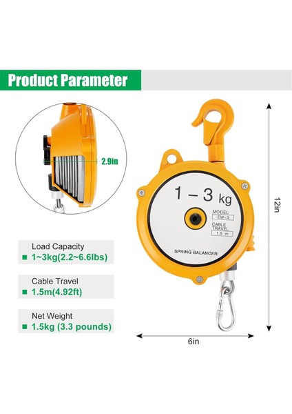 Yaylı Dengeleyici, 2-7 Lbs (1-3 Kg) Geri Çekilebilir Dengeleyici (Yurt Dışından) fiyatları