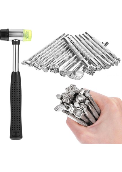 21 Adet Deri Damgalama Aleti, Kauçuk Çekiçli Deri Damgalama Kiti (Yurt Dışından)