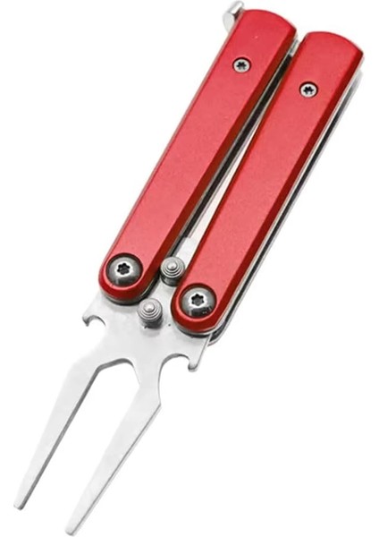 Golf Alaşımlı Çatal Golf Çim Tamir Aleti Kırmızı (Yurt Dışından)