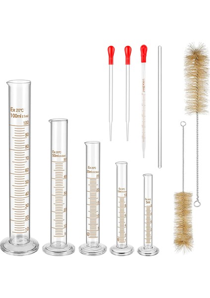 Cam Dereceli Ölçüm Silindirleri Seti, 3 Pipet + 2 Fırça (Yurt Dışından)