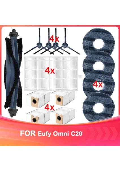 Eufy Omni C20 Yedek Ana Yan Fırça Hepa Filtre Paspas Pedleri Toz Torbası Yedek Parçalar Aksesuarlar ile Uyumludur (Yurt Dışından)