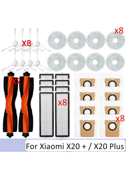 Xiaomi Robot Süpürge X20+ X10+ /X20 Plus Süpürge Aksesuarları Için 34 Adet Ana Yan Fırça Paspas Bezi Toz Torbası Filtresi (Yurt Dışından)