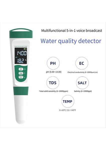 5'i 1 Arada Su Kalitesi Test Kalemi Ses Modeli Ph Ölçer Tds Tuzluluk Ölçer (Yurt Dışından) fırsatları