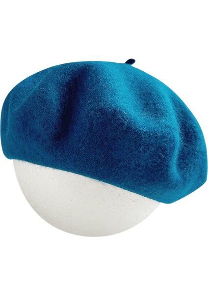 Dopamin Katı Renk Yün Bere Kadın Moda Ressam Şapka Sonbahar Kış Edebi Vintage Yün Şapka (Yurt Dışından)